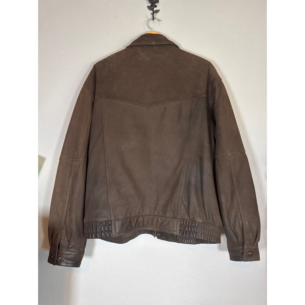 Members Only 100% Leather Bomber Jacket Brown Mens XL Full Zip Vintage VTG 90s - Picture 5 of 13